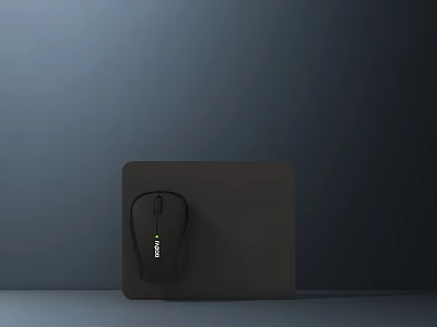 Ergonomic Black Computer Mouse on Black Mouse Pad for Desktop Use 3d model