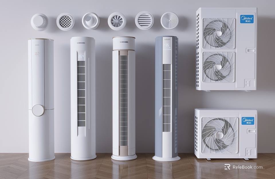 Stylish Modern Air Conditioner Fans With Tower And Cabinet Designs Collection 3d model 