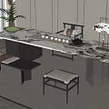 Tea Room Table and Chair Ornaments 3d model