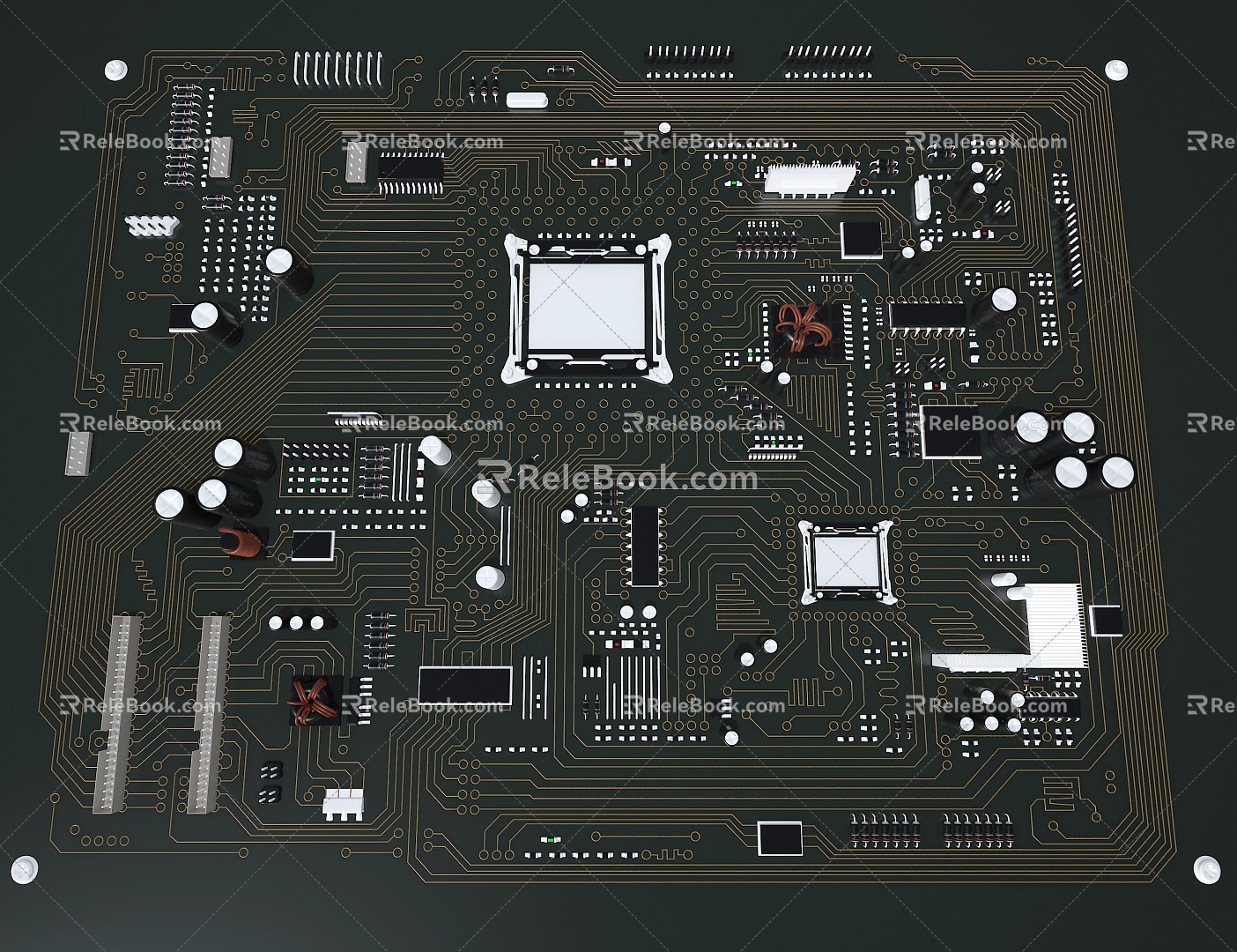 motherboard chip circuit board 3d model