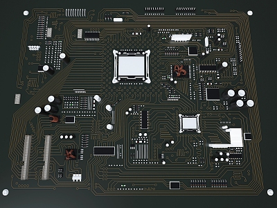 motherboard chip circuit board 3d model