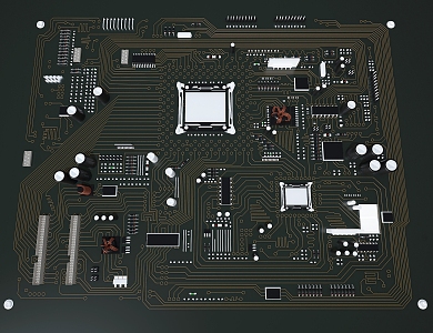 motherboard chip circuit board 3d model