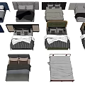 Various Double Bed Designs With Modern Headboards And Different Bed Frames 3d model