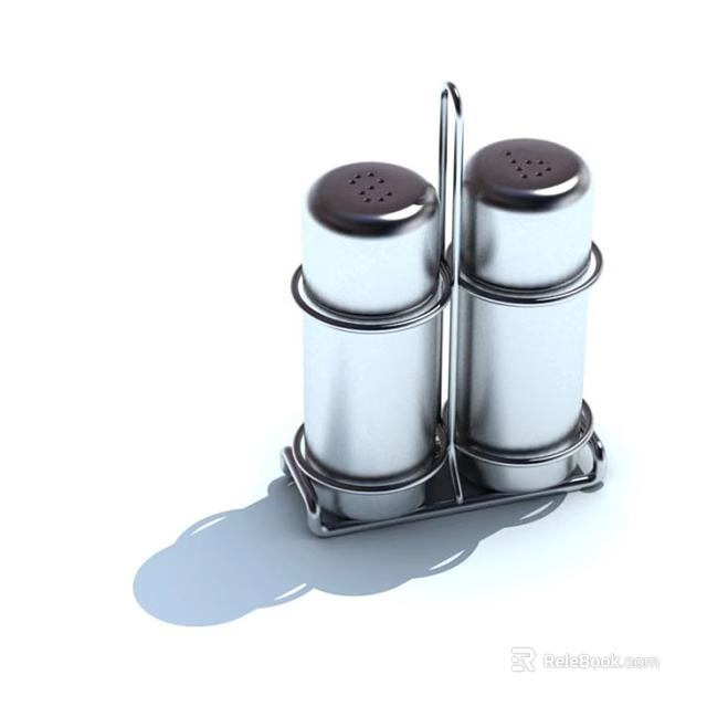 Metal Salt And Pepper Shakers For Seasoning Food On Kitchen Table 3d model 