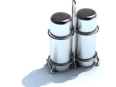 Metal Salt And Pepper Shakers For Seasoning Food On Kitchen Table 3d model
