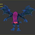 Green Winged Monster Game Movie Character With Tentacled Head And Scaly Body