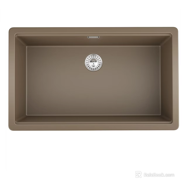 Single Bowl Brown Kitchen Sink With Square Design And Durable Quartz Material 3d model