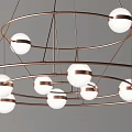 Modern Hanging Chandelier With Spherical Bulbs And Copper Metal Rings