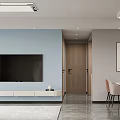 Modern Living And Dining Room Interior With White Cabinets Sofa Coffee Table And Painting