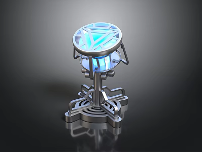 Futuristic Mechanical Device Structure With Blue Glowing Circular Top And Metallic Base 3d model