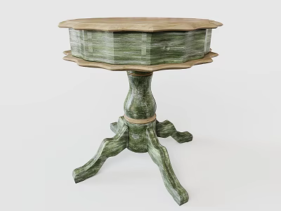Elegant Green Octagonal Table With Carved Base And Glazed Surface Design 3d model