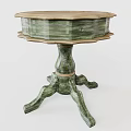 Elegant Green Octagonal Table With Carved Base And Glazed Surface Design