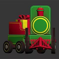 Green And Red Electric Toy Train With Gift Box Carriage Colorful Wheels And Chimney Design