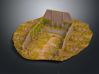 Cartoon Scene Of Ancient Stone Cottage With Mossy Walls And Grassy Pathway Landscape 3d model