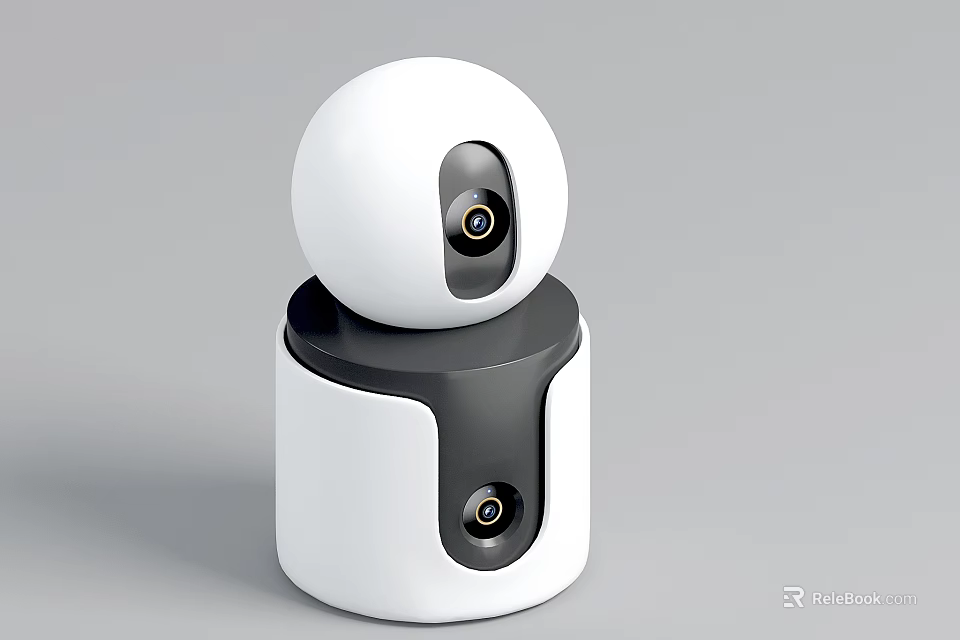 Modern Sleek White Spherical Projection Monitoring Device With Base Design For Home Security 3d model 