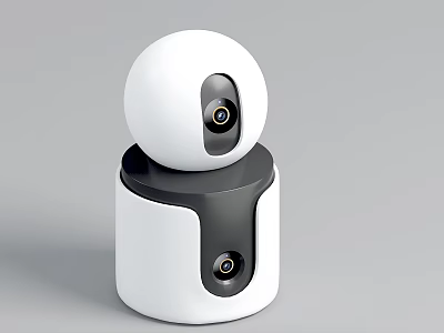 Modern Sleek White Spherical Projection Monitoring Device With Base Design For Home Security 3d model