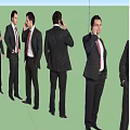 Multiple Men in Suits and Ties with Different Poses Including Talking on Phones 3d model
