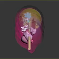 Colorful Fruit Skewer With Decorative Flower Shapes On Wooden Stick