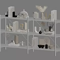 Modern Decorative Cabinet With Open Shelves Books Vases Dried Flowers And Ornaments