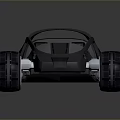 Futuristic Black Striped Car with Open Cockpit Large Illuminated Wheels and Sleek Design