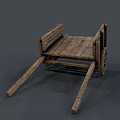 Ancient Wooden Handcart Featuring Rustic Wood Texture Simple Design And Traditional Wheels