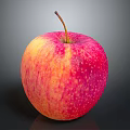 Fresh Red Yellow Apple with Stem on Dark Background Juicy Ripe Fruit