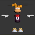 Cartoon Character Featuring Orange Hat Purple Body White Hands Egg Shaped Objects And Transparent Halo
