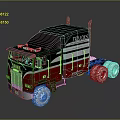 Red And Black Heavy Duty Truck With TRUCKS Lettering And Large Tires