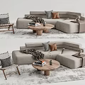 Quiet sofa tea table combination 3d model