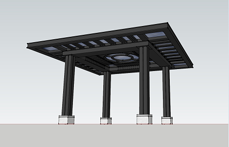 modern pavilion gazebo outdoor oven building 3d model