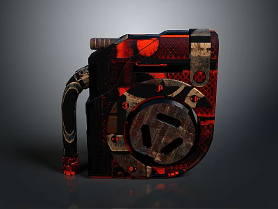Scenic Landscape Featuring Red Black Camouflage Pattern And Circular Rock Formations 3d model