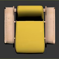 Modern Single Sofa with Yellow Cushion Backrest and Pink Armrest Frame in Contemporary Design