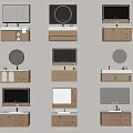 Modern Wall Mounted Bathroom Vanity Cabinets With Mirrors Drawers And Sinks 3d model