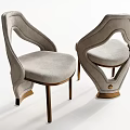 Modern Light Gray Upholstered Dining Chairs with Curved Backrest and Metal Legs