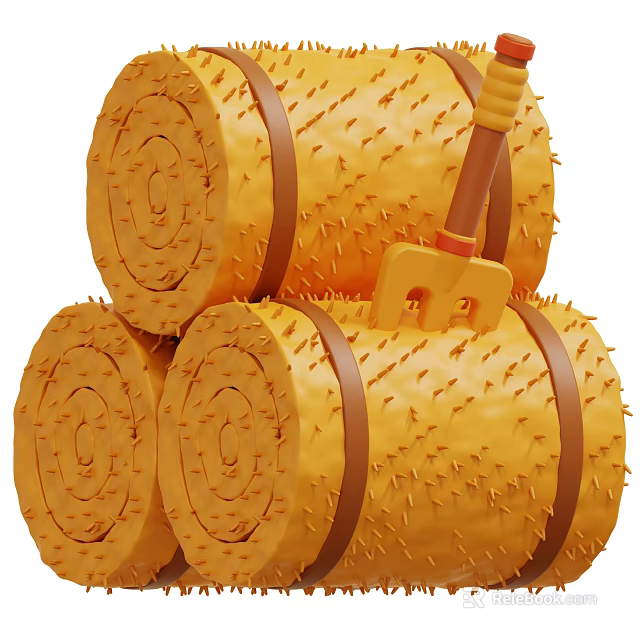 Yellow Hay Bundles With Brown Straps For Household Decor And Garden Use 3d model 
