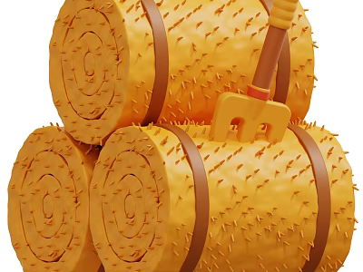 Yellow Hay Bundles With Brown Straps For Household Decor And Garden Use 3d model