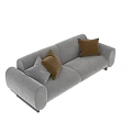 Modern Two Seater Sofa With Gray Fabric And Brown Cushions Wooden Base