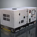 Gray Industrial Generator With Control Panel Ventilation Grilles And Wheels Warning Stripes Base 3d model