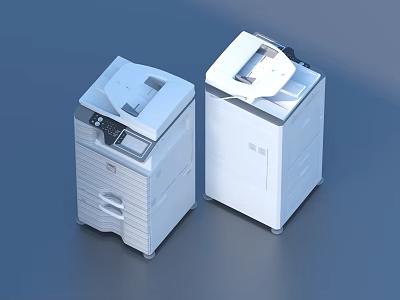 Two White Multifunctional Household Office Printers With Scanner Copy And Print Features 3d model