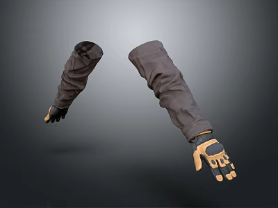Long Sleeve Protective Work Gloves With Dark Gray Design And Palm Accents 3d model