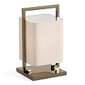 Modern Minimalist Table Lamp With Metal Frame And Beige Square Lampshade