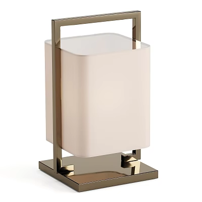Modern Minimalist Table Lamp With Metal Frame And Beige Square Lampshade 3d model