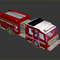 Detailed Red Fire Truck Toy Model With White Top And Cabin