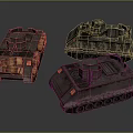 Detailed Military Vehicles Models With Tracks Turrets And Camouflage Design