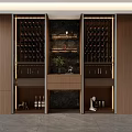 Modern Wine Cabinet Design With Wooden Panels Built in Lighting And Wine Racks