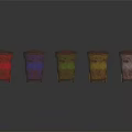 Colorful Public Trash Bins In Five Different Colors Red Blue Green Yellow Brown