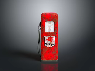 Vintage Red Mobilgas Gas Pump With Classic Logo And Retro Design 3d model