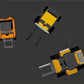 Industrial Forklift Trucks With Yellow Gray Design And Metal Lifting Forks