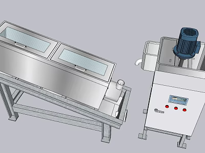 Industrial Equipment With Stainless Steel Conveyor Screening Machine Transparent Cover Electric Motor And Control Panel 3d model