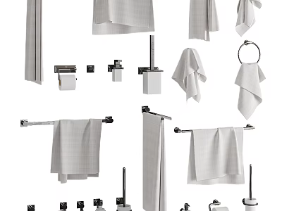Modern Bathroom Cabinet Rack With Towel Racks Toilet Paper Holders And Hanging Towels 3d model